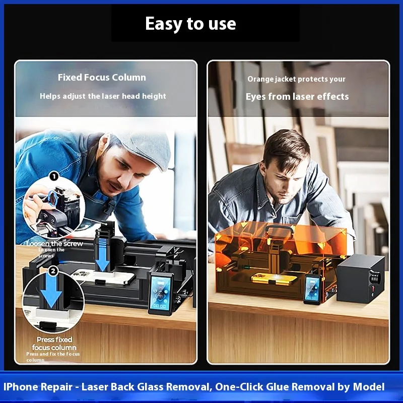 Back Glass Laser Machine For iPhone 8-15 Pro Max Rear Cover Glue Removal Repair Engraving Logo Tool Air Pirifier Included