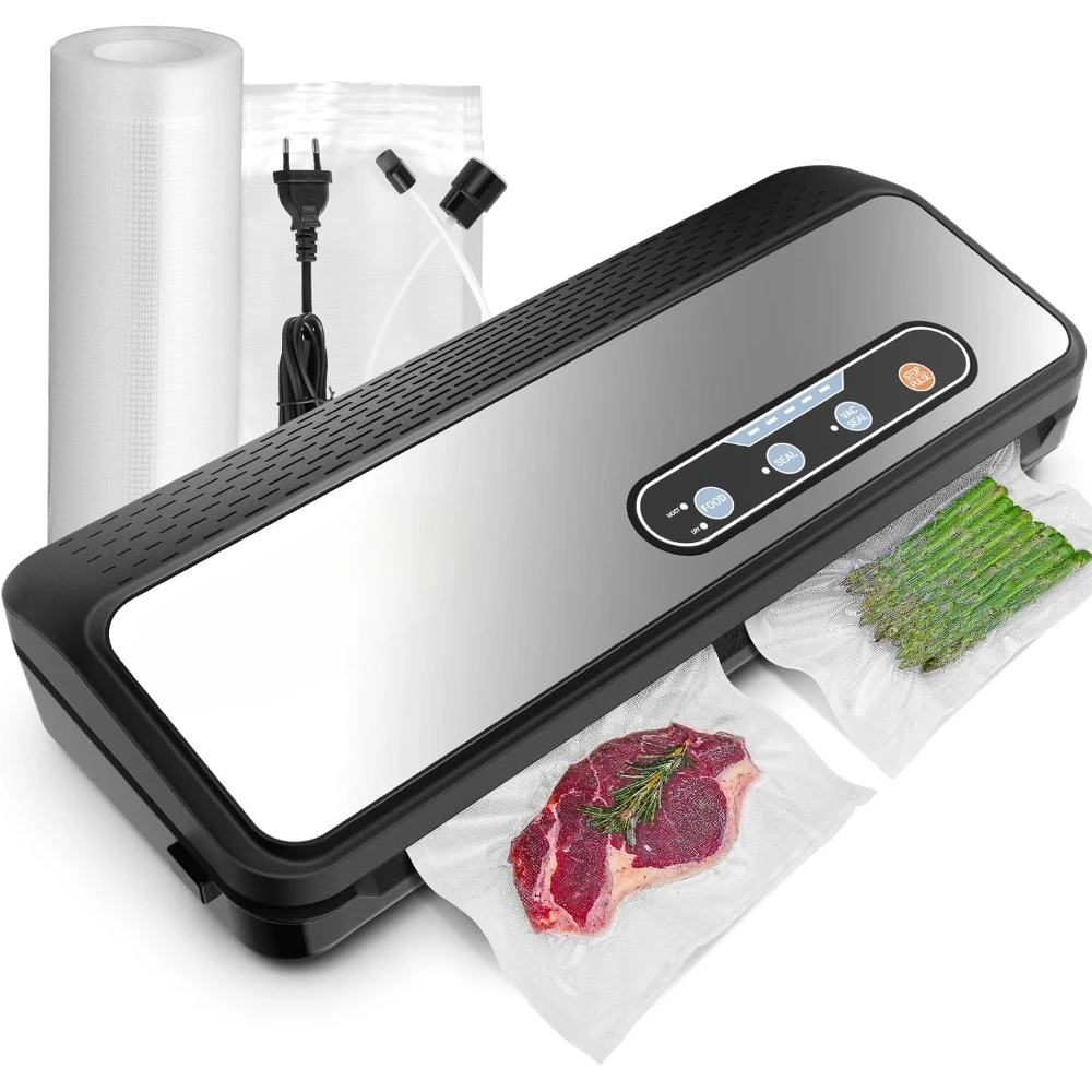 

Vacuum Sealer Machine, 90Kpa 8-IN-1 Food Dry/Moist Food, Built-in Cutter and Bag Storage, Vacuum Food Sealers