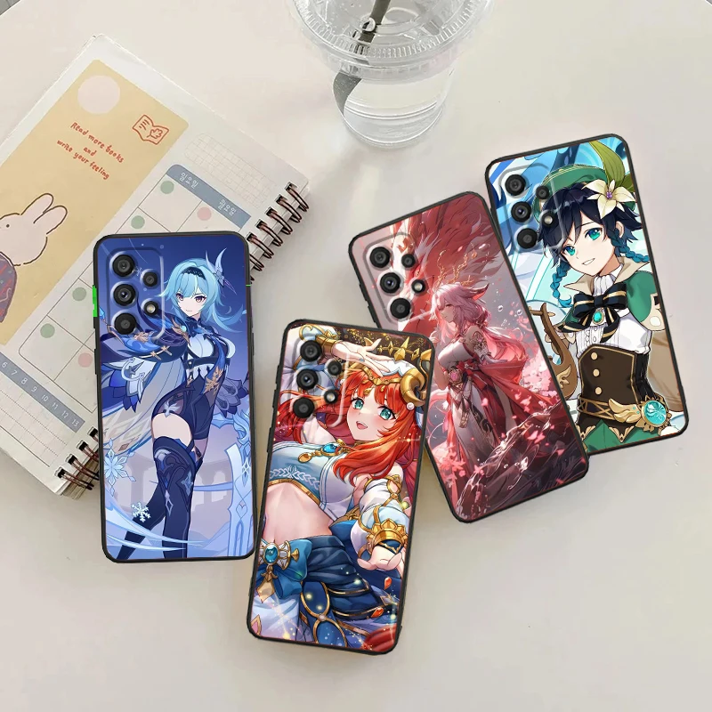 

G-Genshin I-Impact Cool Cute For Samsung A53 A52 A33 A32 A51 A71 A21S A13 A73 A55 A22 A23 A35 A72 A54 A12 5G Black Funda