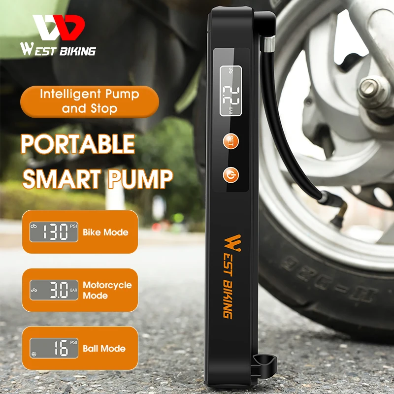 

7.4V 1500mAh Electric Bicycle Pump Auto-stop 130 PSI Tire Inflator With Pressure Gauge Rechargeable Bike Motorcycle Ball Pump