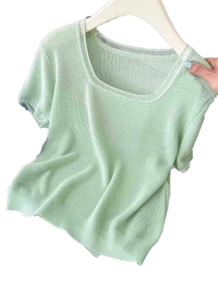 Top casual versatile lavorato a maglia in seta di ghiaccio ort Sve Design estivo da donna morbido e delicato sulla pelle Base Sensation irt Sle coreano