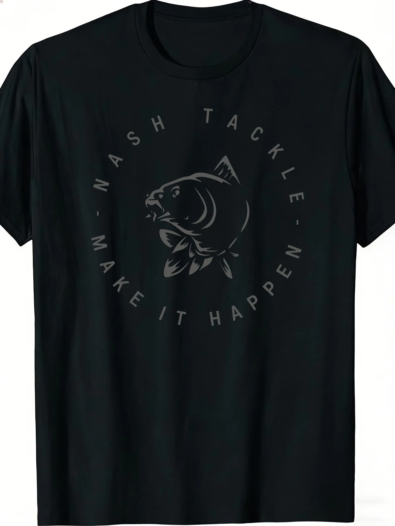 Nash Make It Happen Karpfen Logo T-Shirt, süßes und lässiges Herren-T-Shirt mit Rundhalsausschnitt im Harajuku-Stil, geeignet für alle Jahreszeiten