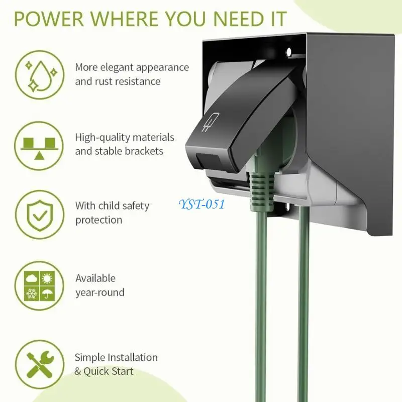 

E15A Outdoor Power Socket 2 Way Wet Room Surfaces Mounted Outdoor Socket Enduring
