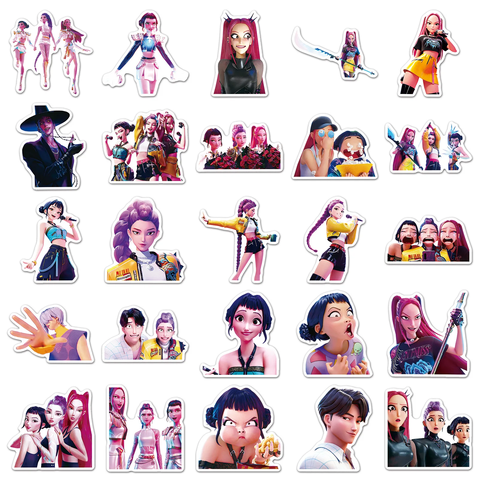 Urocze naklejki anime Kpop Demon Hunter, kreskówkowe naklejki do zaklejania, wodoodporne, do samodzielnego tworzenia, scrapbookingu, artykuły papiernicze, słodkie naklejki na prezent.