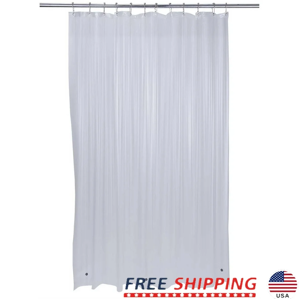

Heavy Duty PVC Shower Liner 70x72 Clear Waterproof Mildew Resistant with 12 Reinforced Eyelets and 3 Magnets