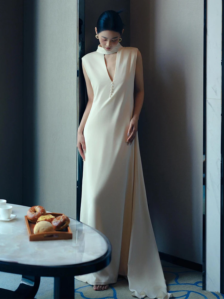 

Ele Bal Bridal Morning Robe Korean Sle Wedding Dr Long Skirt Hollow out Design for Engagement And Parties