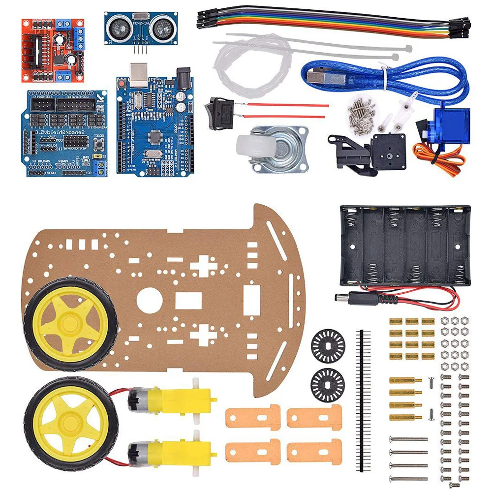 DIY For Arduino Robot Chassis with Obstacle Avoidance Line Tracking Capability and 20-Pulse Encoder Integration