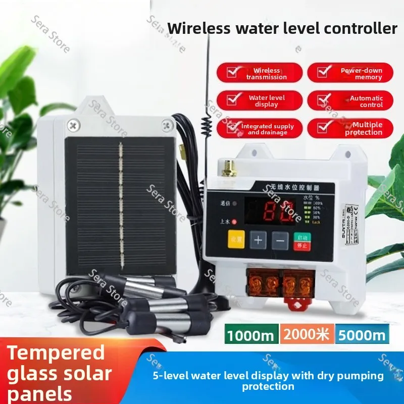 Wireless Water Level Controller 220V Electronic Water Level Switch Auto Water Pump Controller with Dry‑Run Protection