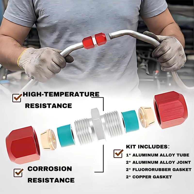 3/8 inch Line Splice For Dorman 800-641 Aluminum Lines Works for A/C, Coolant, Heater, Oil, P/S Return, and Trans Line Repairs