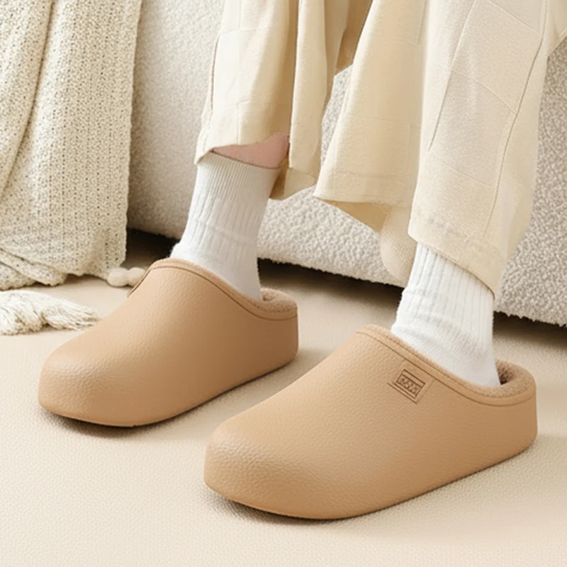 Wasserdichte Baumwollpantoffeln für Damen, Leicht, Rutschfest, Fleecefutter, Warme Hausschuhe, Bequeme Outdoor- und Indoor-Paarschuhe – Detail 8