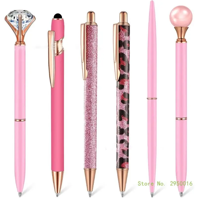 

6Pcs Retractable Ballpoint Pen Office Writing Pens Business Signing Pen Business Gift Writing Pen Diamond Ballpoint Pens