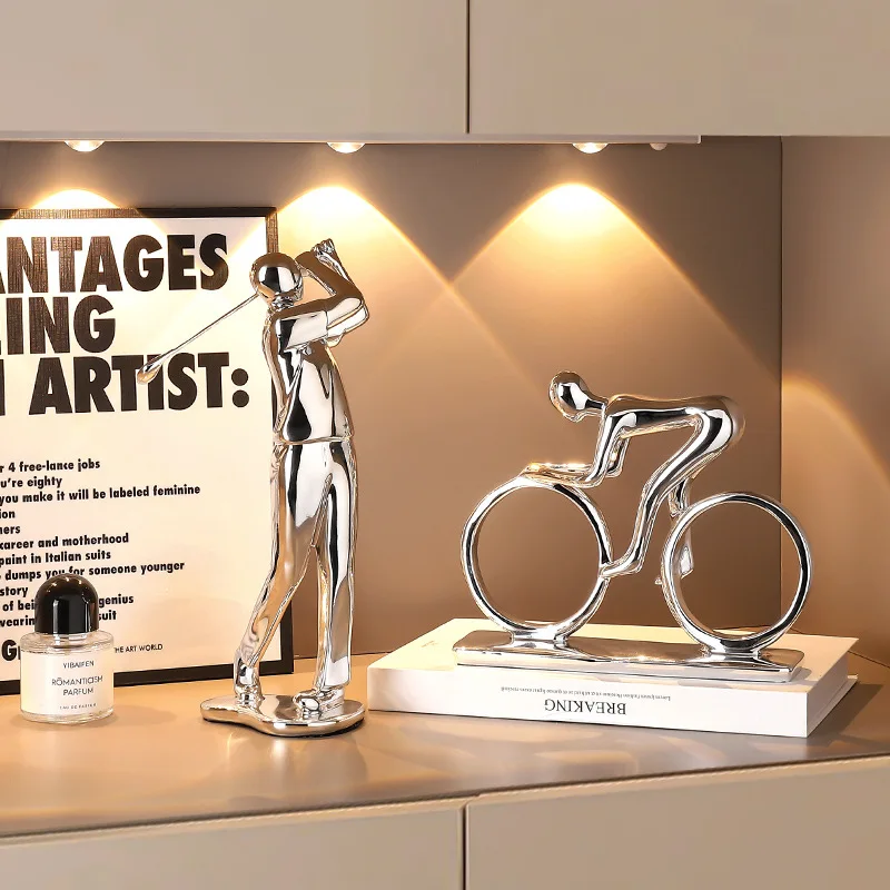 ERMAKOVA Bicycle Statue Champion Cyclist Sculpture Figurine Modern Abstract Art Athlete Home Decor New Room Decoration Ornaments