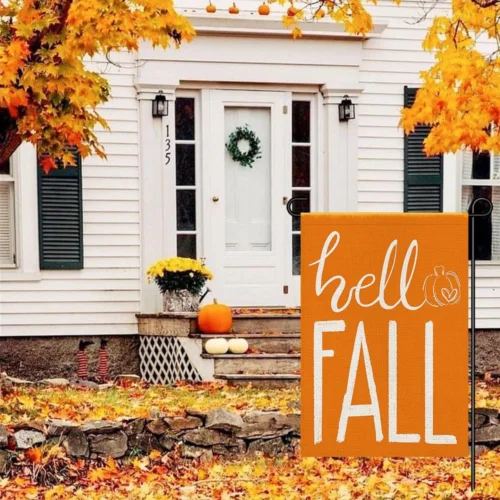 Hello Pumpkin Fall Garden Flag Burlap for Outside 12x18 Inch Double Sided, Seaso KKL AAL HHM WZZ yyi