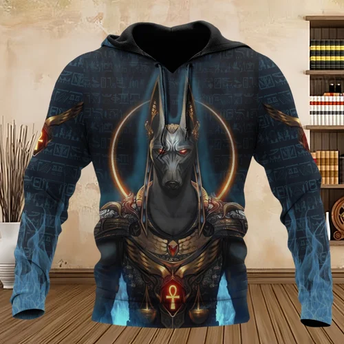 Sudadera con capucha para hombre, sudaderas con diseño de Eygpt Anubis, Tops gráficos con estampado 3D, jersey de manga larga de otoño, ropa de calle con capucha, ropa para hombre
