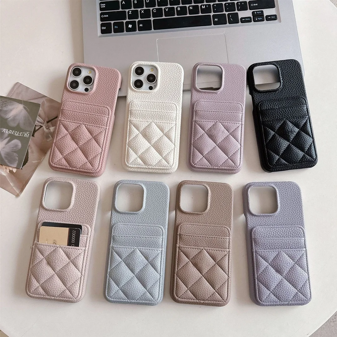 

Luxury Diamond Grid Leather Dual Card Slots Wallet Case For iPhone 11 12 13 14 15 16 17 Pro Max Plus Anti Fall Phone Bag Cover