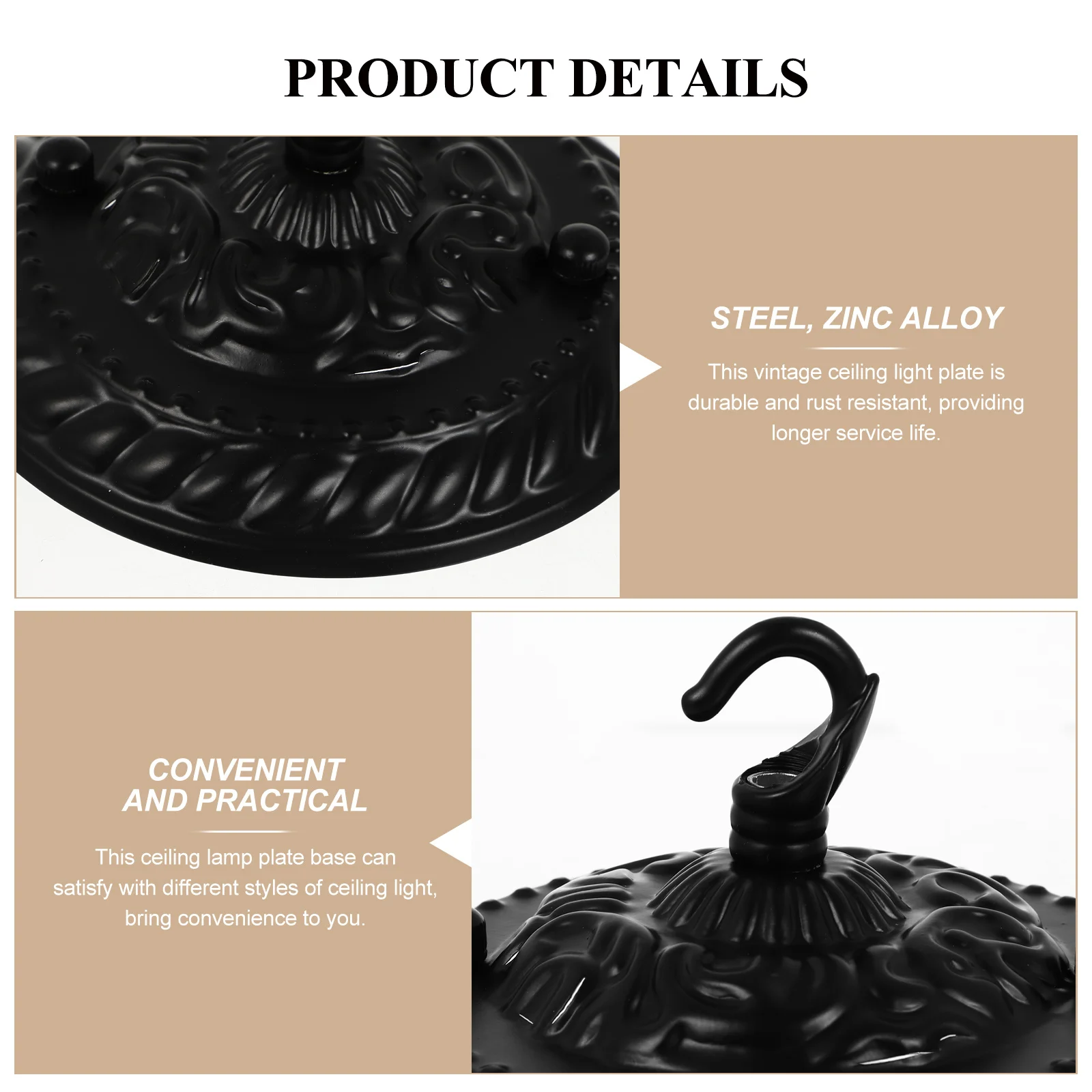 Luz de teto retrô vintage, dossel durável, resistente à ferrugem, para casa, café, bar, restaurante, placa de luz pendente decorativa