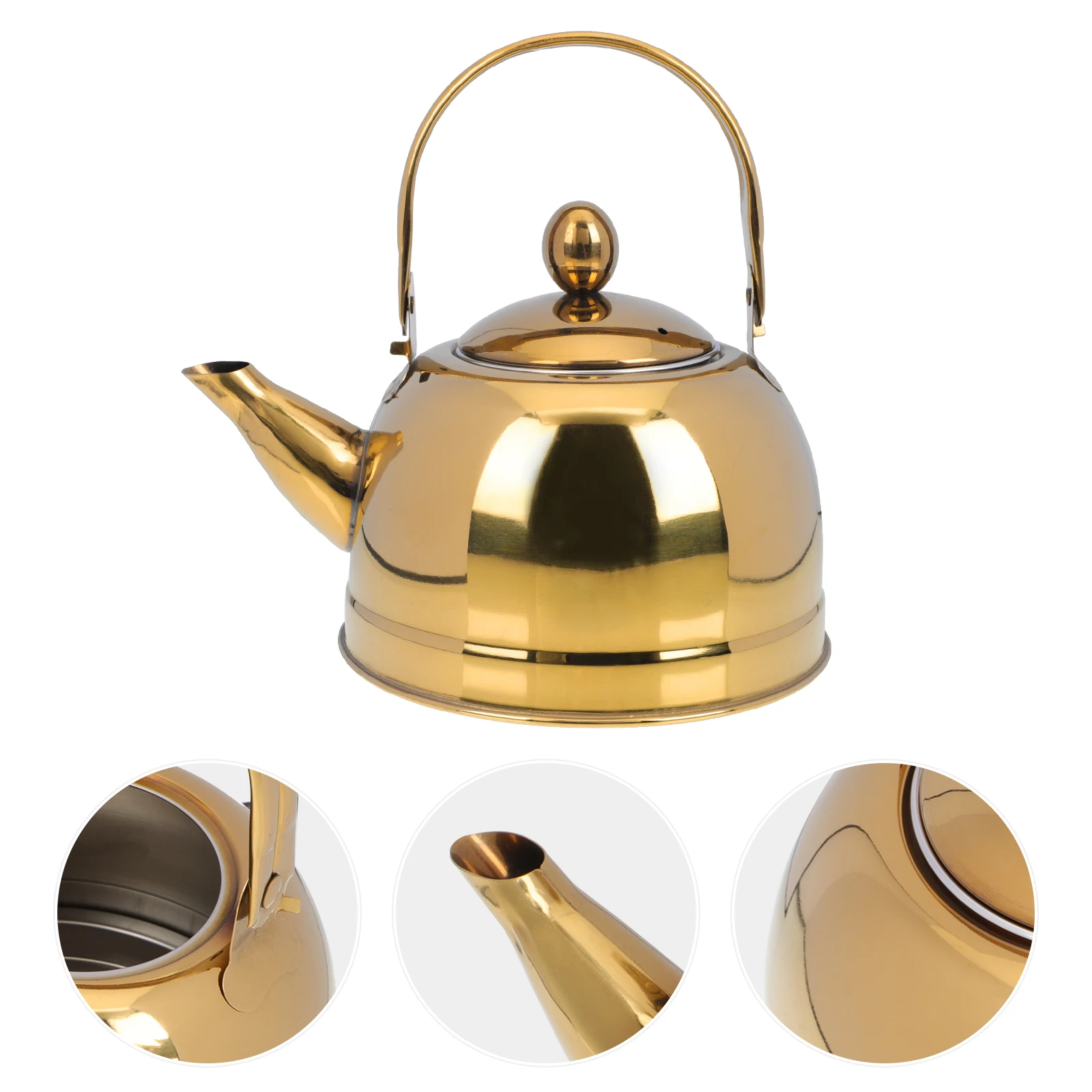 

Stainless Steel Teapot Kitchen Travel Kettle for Home Golden Heating Water Filter H held Large Capacity Strainer Tea Kettle