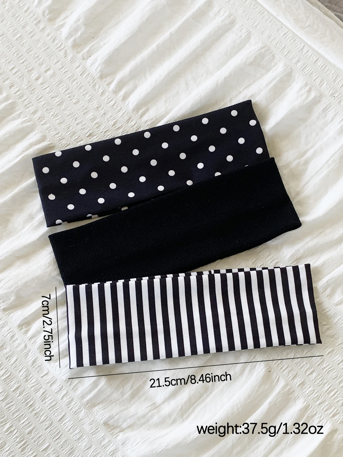 1 Stück Vintage Klassisches Schwarz Gestreiftes Einfarbiges Schwarzes Wellenförmiges Gepunktetes Breites Stirnband Unisex Vielseitiges Haaraccessoire – Detail 1