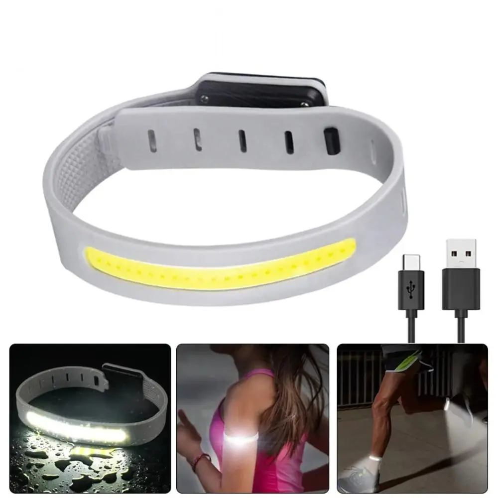 

High Visibility COB LED Armband Night Light Glowing Adjustable Night Running Wrist Lamp 360° Reflective Rechargeable