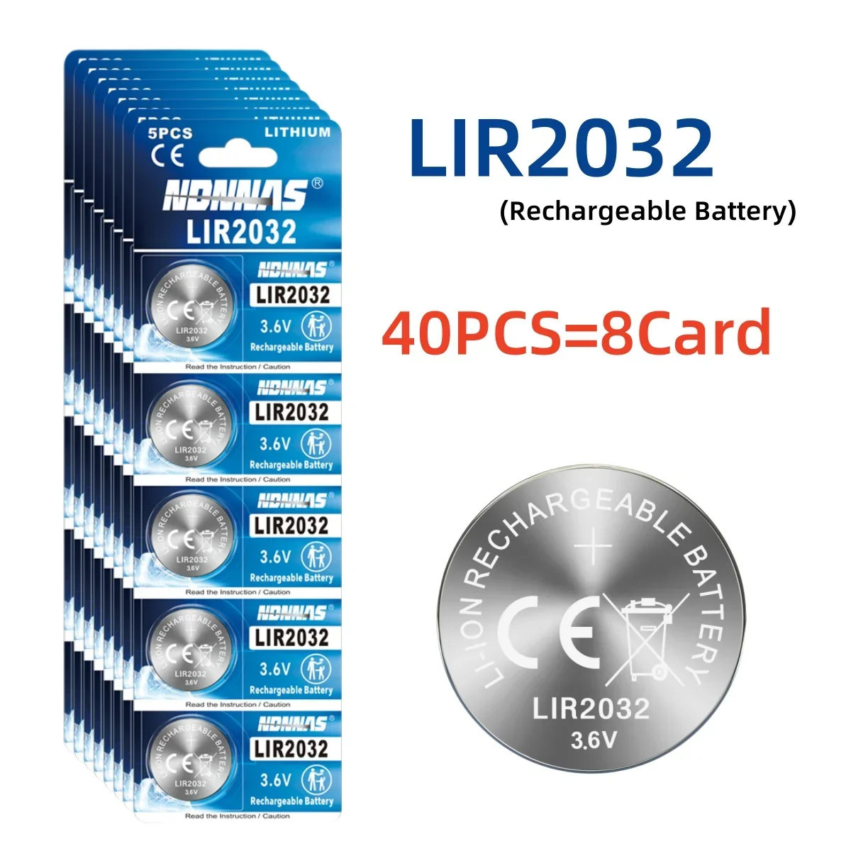 3V LIR2032 Rechargeable Coin Battery 20-50PCS Replace CR2032 for Remote Watch view 5