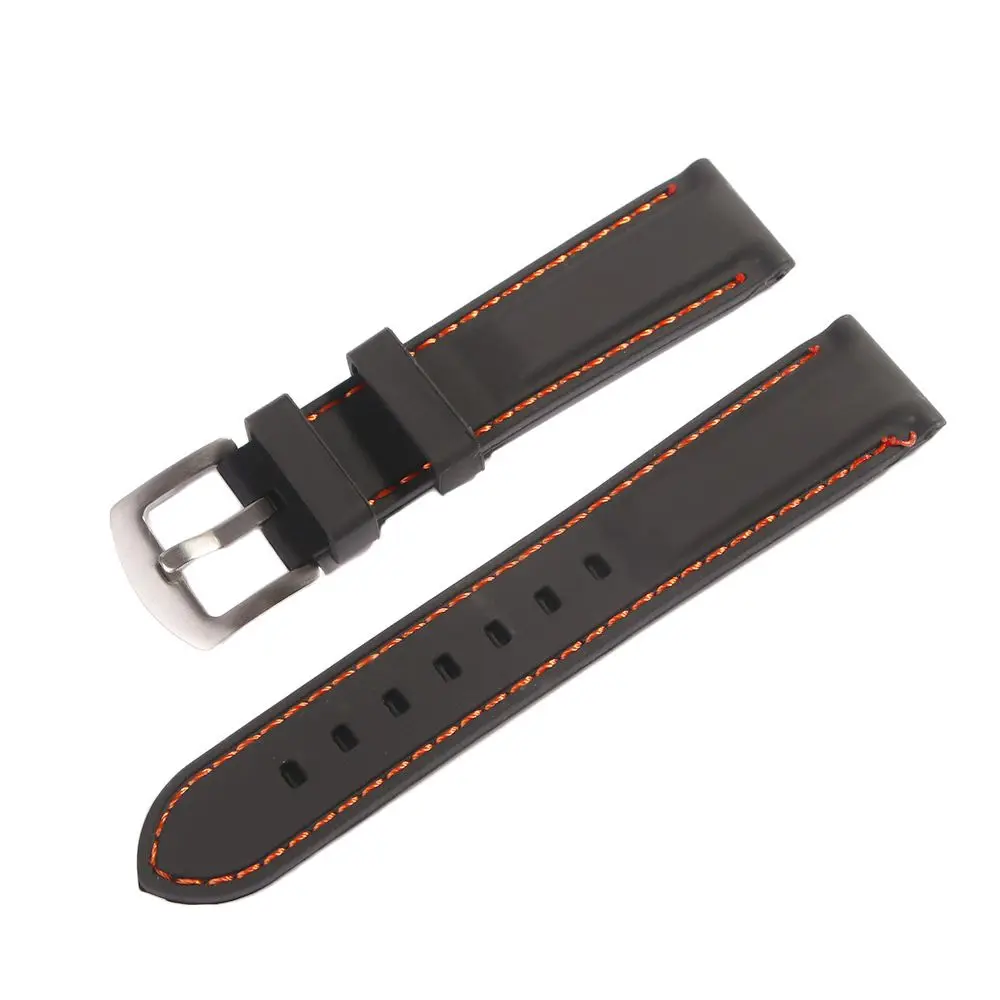 Blcak العالمي 20mm 22mm 24mm مطاط مقاوم للماء الرياضة حزام الساعات حزام الساعة Accs #4