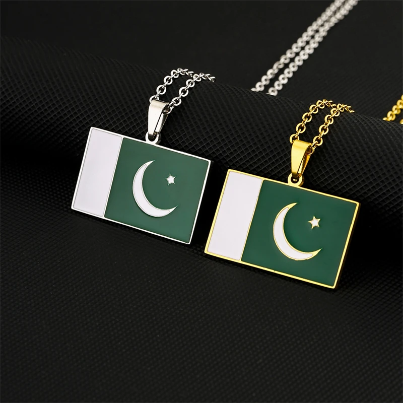 Pakistan National Flag Pendant Necklace For Women Men Stainless Steel Ethnic Choker Necklaces Jewelry Gift For Pakistani Friends