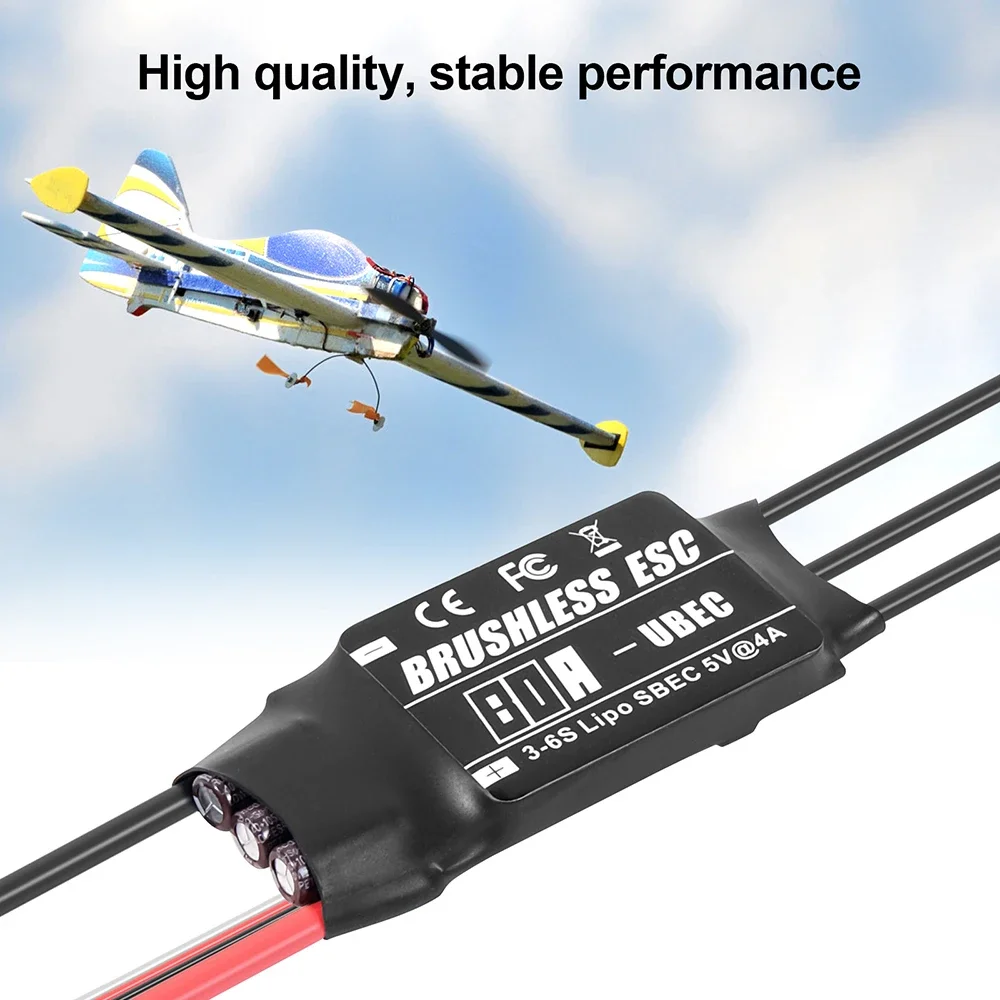 1 peça 20a 30a 40a 50a 60a 80a controlador de velocidade eletrônico esc sem escova com ubec para aeronaves de helicóptero rc