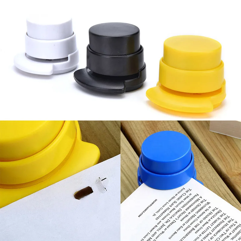 1 قطعة دباسة صغيرة بدون دبابيس مكتب التيلة الحرة دباسة دباسة المنزل ورقة ملزمة الموثق مشبك الورق مكتب القرطاسية #6