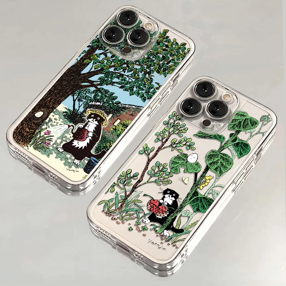 Cartoon Funny Black Cat Phone Case For Samsung S26 S25 S24 S23 S22 S21 FE Note20 Note10 Plus Ultra Lite Edge 5G Clear Soft TPU