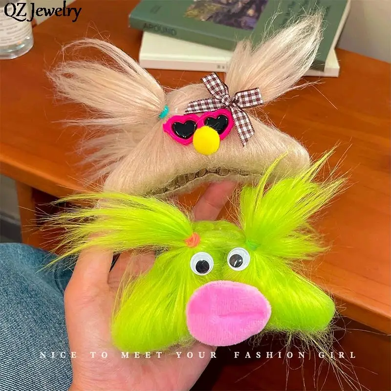 Plush Lovely Ugly Doll Hairpin Sausage Mouth Doll Hair Claw Clip Barrettes Ponytail Holder Fashion Photo Props Hair Accessories