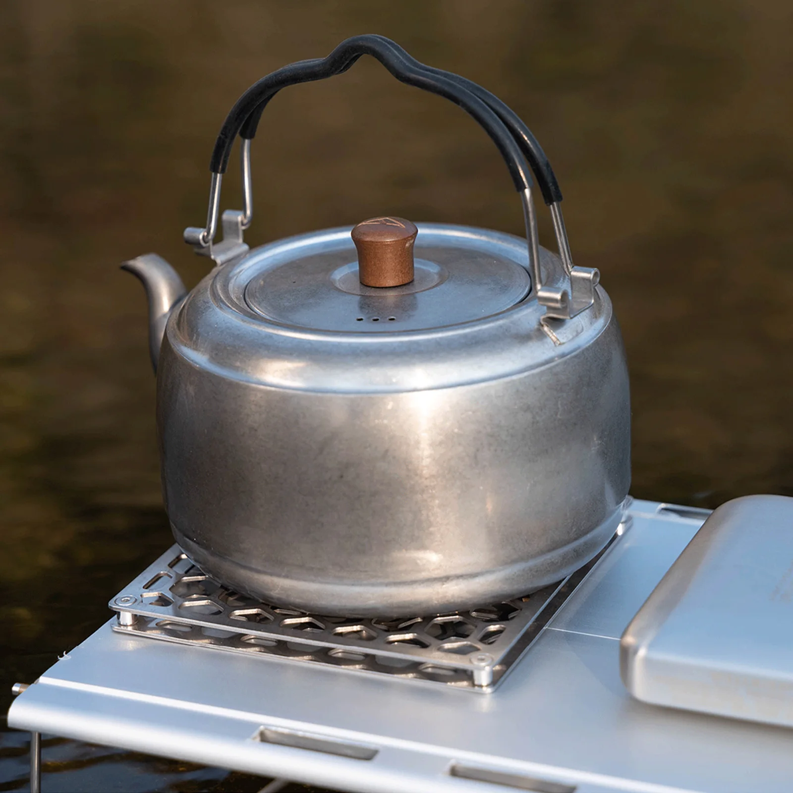 Double Layer Hollow Camping Insulation Mat Stainless Steel Outdoor Square Coaster Stove Insulation Board