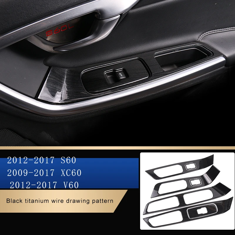 Stainless Steel Door Armrest Glass Lifter Button Panel Decorative Cover For Volvo XC60 S60 V60 Car Accessories Sticker