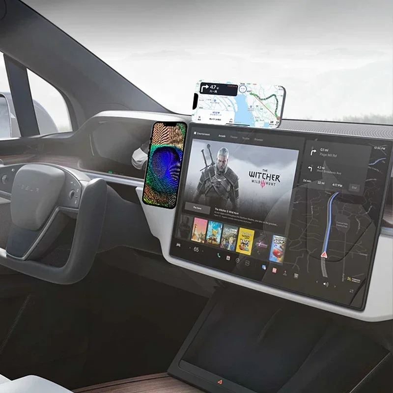 حامل هاتف محمول مغناطيسي شاشة كمبيوتر محمول هاتف محمول جانبي نحيف وقابل للطي لهاتف iPhone 14 13 12 حافظة وجميع الهواتف