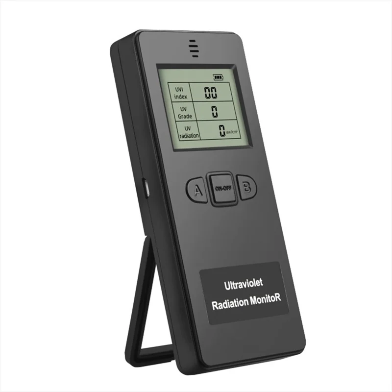 Ultraviolet Radiation Monitor, Digital UV Detector for Home Office Outdoor Inspection Black