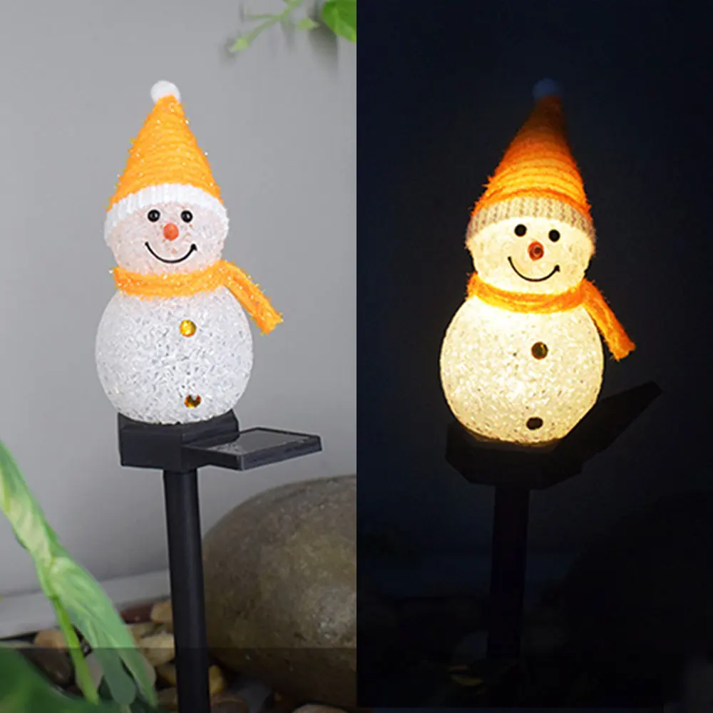 

Lamp Solar Christmas Snowman Ground Inserted Lamp Outdoor Garden Decoration Landscape LED Lawn Lamp Yellow/Red/Purple/Blue Light