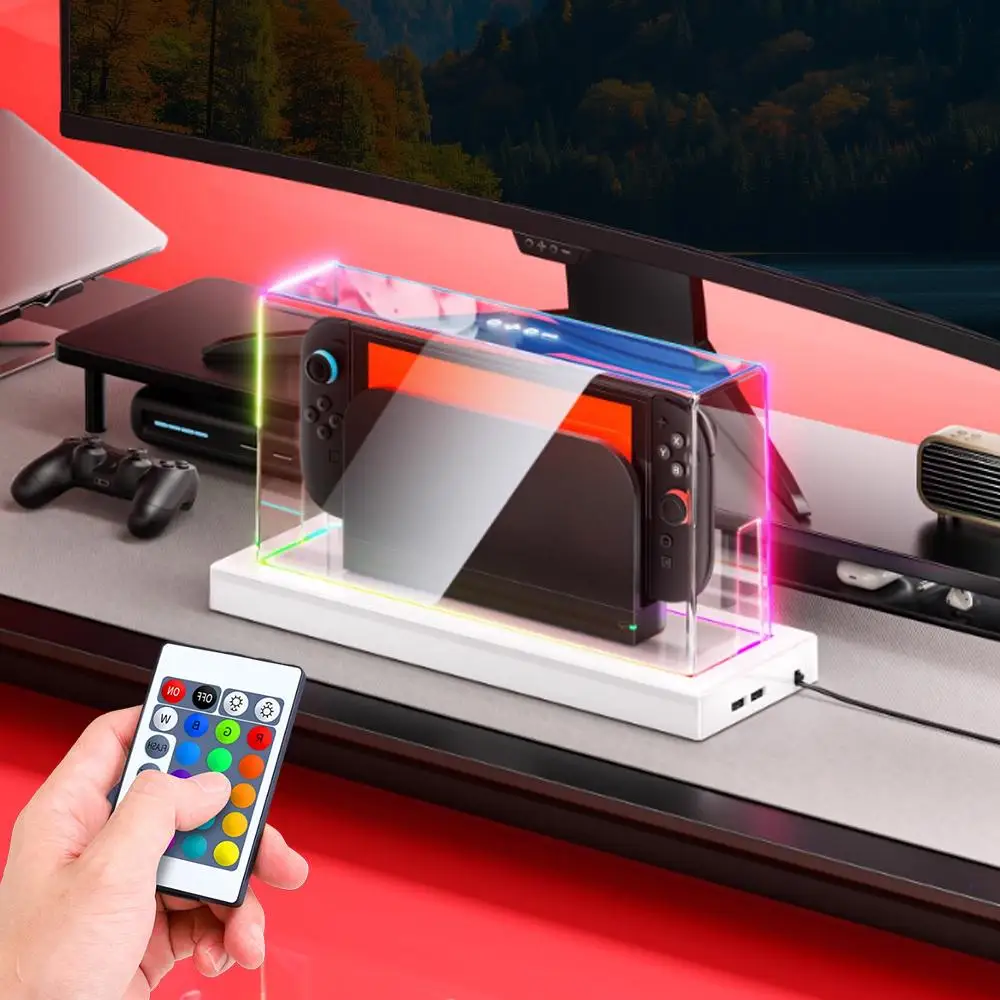 

Для Switch 2, пылезащитный чехол с подсветкой, чехол для док-станции Switch 2, акриловый пылезащитный чехол для консоли с эффектом подсветки