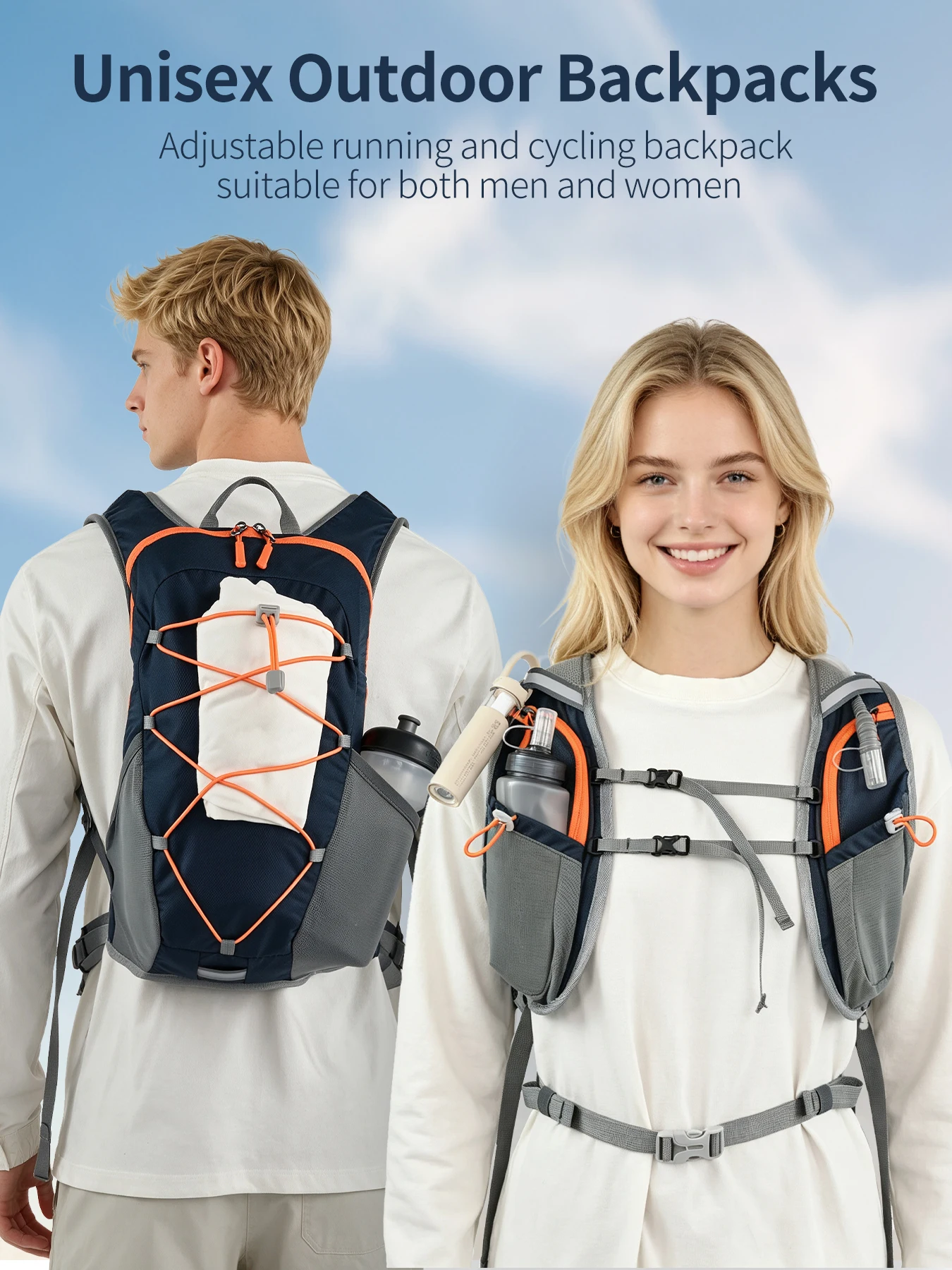 15-Liter-Hydrationsrucksack für Reiten, Wandern und tägliche Outdoor-Aktivitäten mit Unisex-Design, mehreren Taschen und separatem Wasserblasenfach. – Detail 7