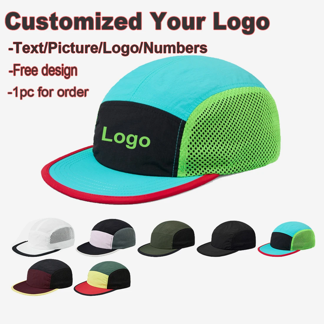 Factory New Customizable Logo Print Contrasting Color Baseball Cap Outdoor Sports Light and Breathable Mesh Camping Hat