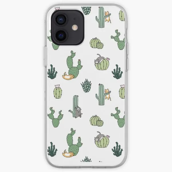 Cacti Cats Iphone Tough Case  Phone Case Customizable for iPhone X XS XR Max 6 6S 7 8 Plus 11 12 13 14 Pro Max Mini Dog Coque