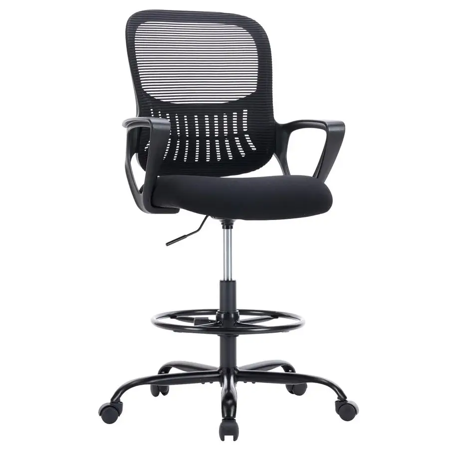 

Drafting Chair Counter Height Adjustable Tall Office Desk Chair with Fixed Armrests and Comfortable Lumbar Support for Standing