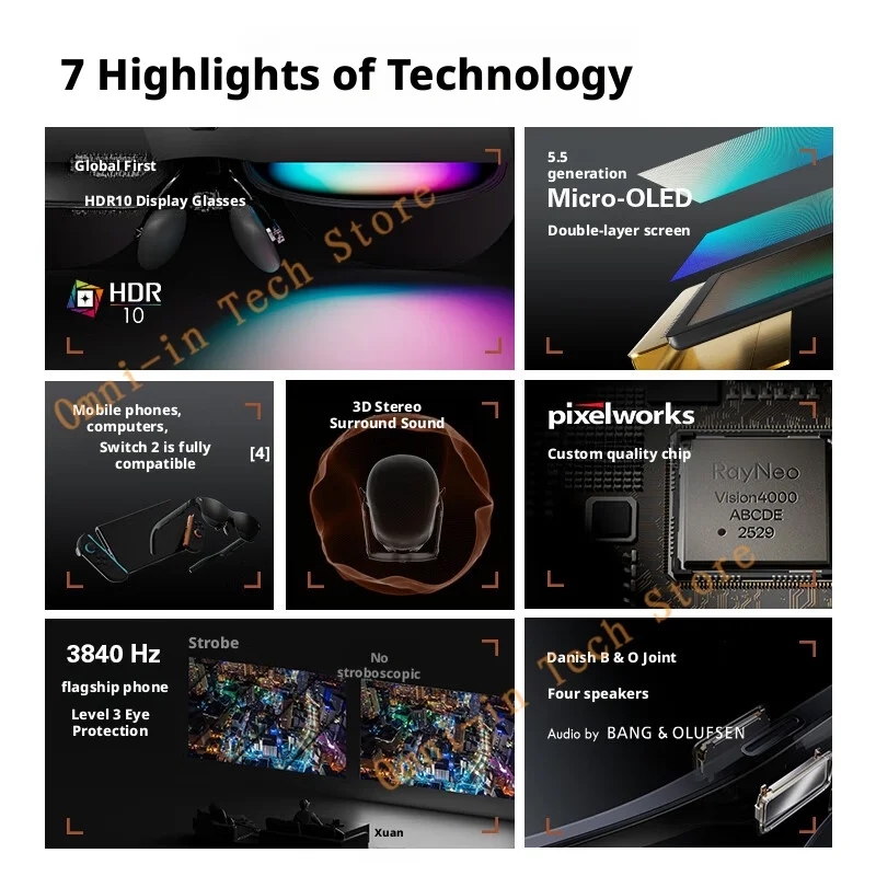 Gafas AR inteligentes RayNeo Air 4 Pro, brillo de 1200 Nits, visualización HD de 135 pulgadas, 4 parlantes, audio inmersivo, HDR10