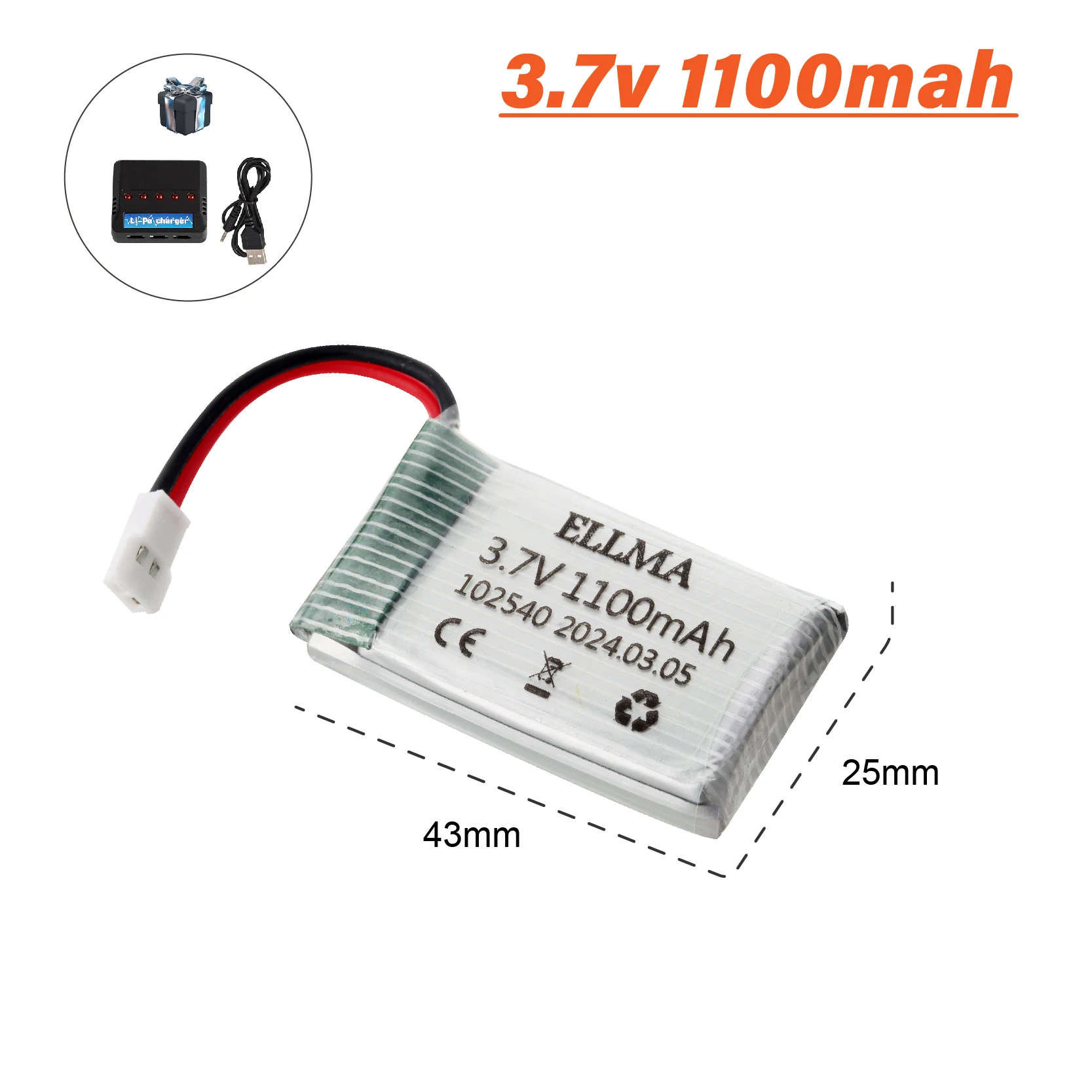 Аккумулятор Lipo для дрона Syma X5 X5C X5S X5SC X5HW X5HC X5SW X300 X400 X500 HJ819, запасные части для радиоуправляемого квадрокоптера, 3,7 в, 1100 мАч