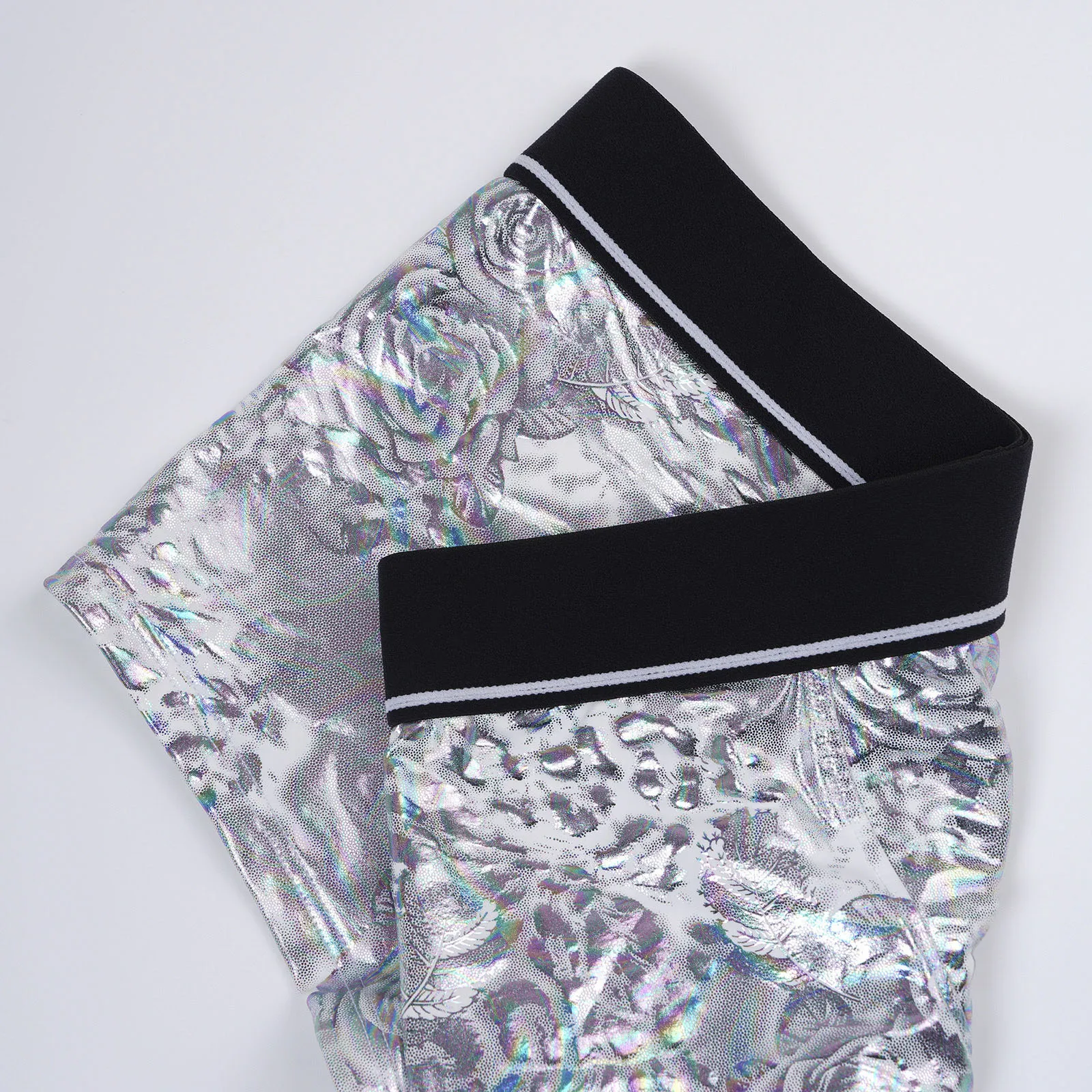 Men Metallic Shiny Boxer Shorts Silicone Ring Low Rise Cutout Pouch Underwear Fancy Lingerie for Nightclub