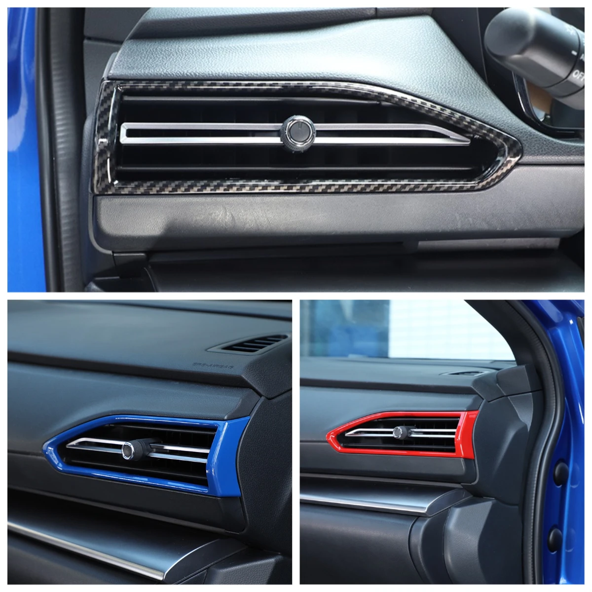 

For Subaru WRX Levorg 2022 2023 2024 ABS Carbon Fiber/Red/Blue Style Sticker Side Air Vent Outlet Anti scratch Interior Trim