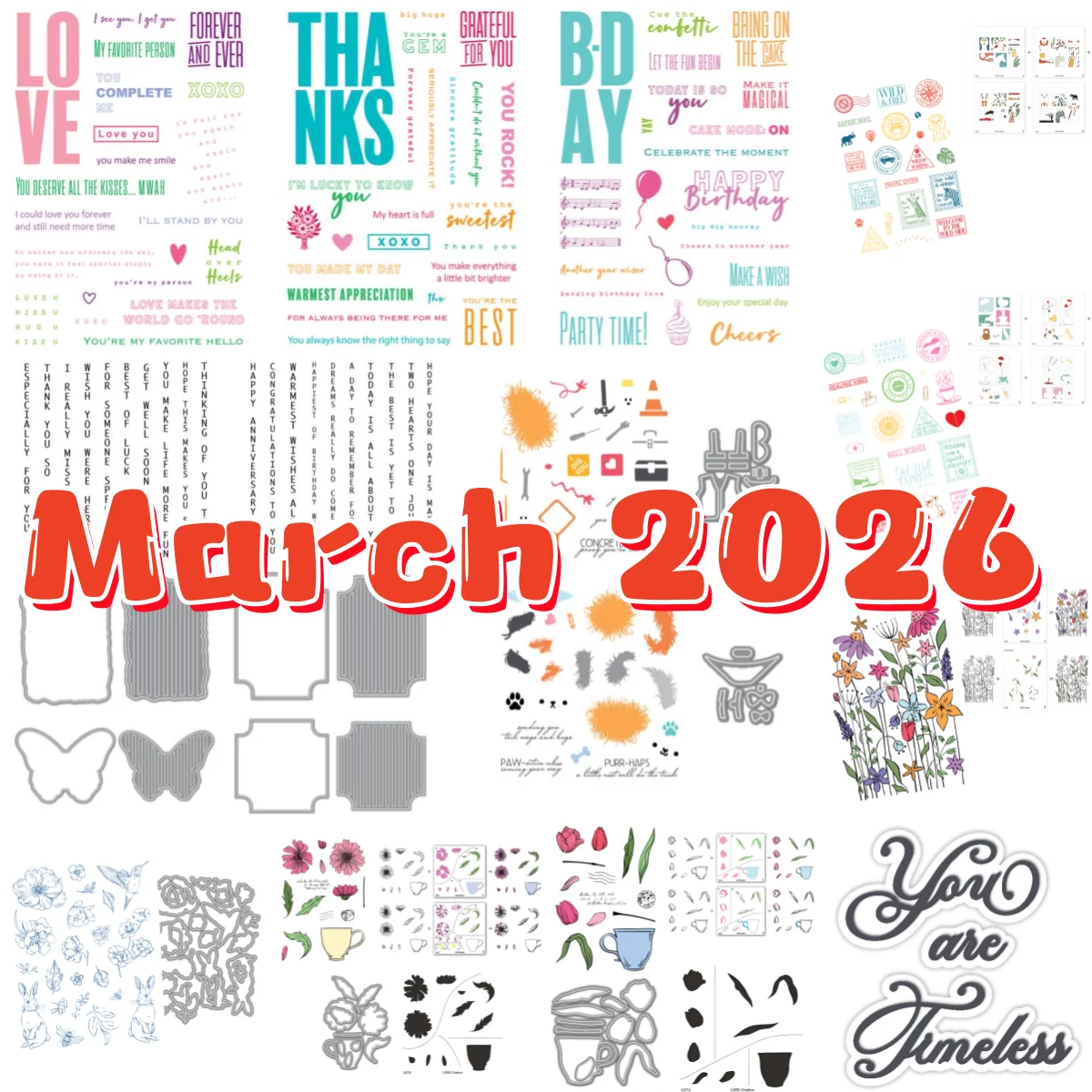 

Spring 2026 Tulips Daisies Butterfly Metal Cutting Dies Clear Stamps Stencil for DIY Greeting Card Making Scrapbooking Craft