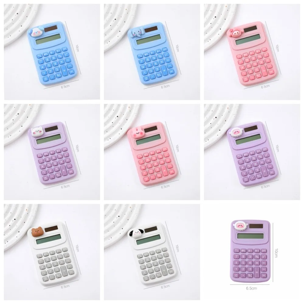 Mini calculatrice à 8 chiffres, portable, légère, dessin animé, animal, mignon, petit, kawaii, pour le travail au bureau