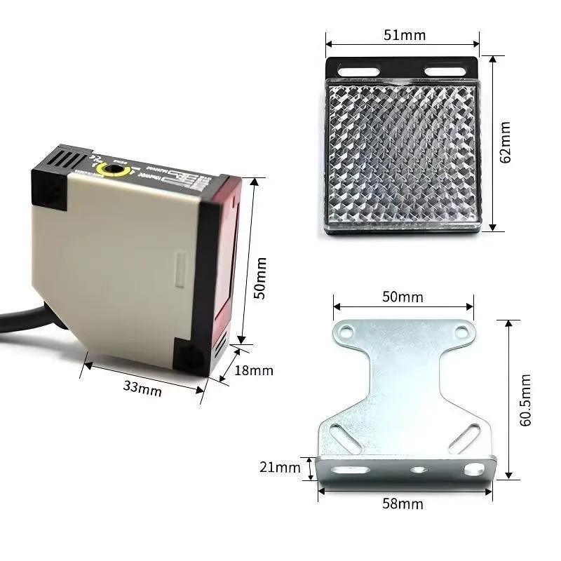 1pc E3JK-R4M1 リフレクター光電センサースイッチミラー付き光電センサーガレージドアアクセス制御信号用