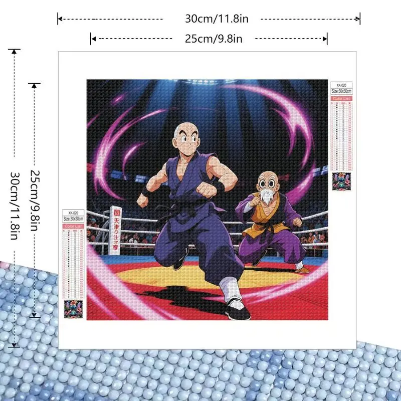 1PC Dragon Ball Z Krillin Master Roshi Anime Diamond Painting Kit, 5D DIY Full Drill Rhinestone Embroidery Cross Stitch Art, Mar