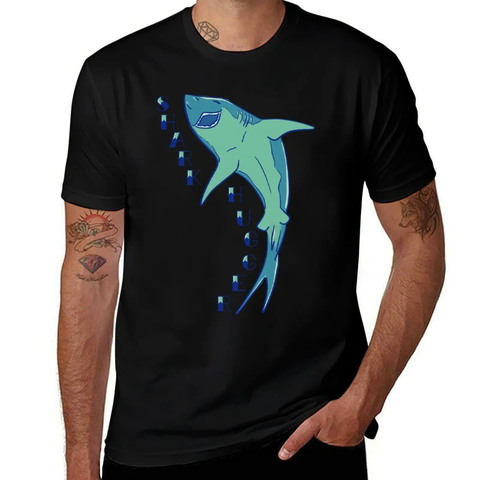 Shark Hugger T-Shirt Fashion Letter Print T-Shirt
