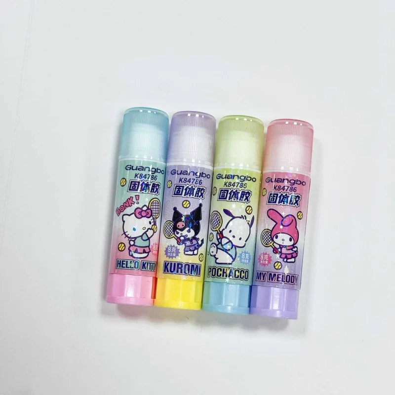 24pcs-lot-kawaii-sanrio-kuromi-melody-pochacco-kitty-solid-glue-guns-sticks-diy-tools-student-handmade-office-school-supplies